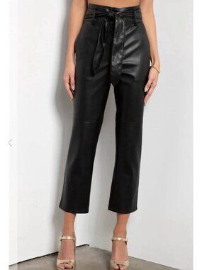 Tart Collections Kimiko Pant Vegan Leather With Tie Belt Black Size Small